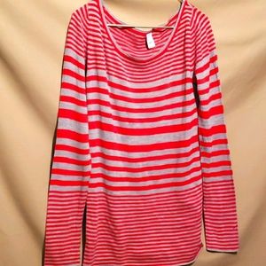 BONGO Red & Grey Long Sleeved Striped Sweater Sz L